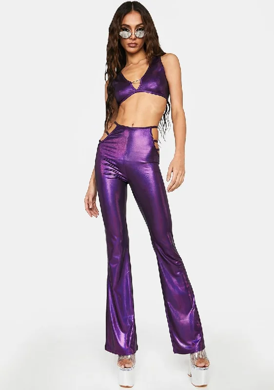 Purple Flare Pants Set