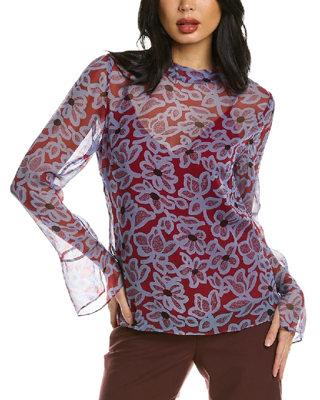 Rebecca Taylor Vera Fleur Mock Neck Blouse