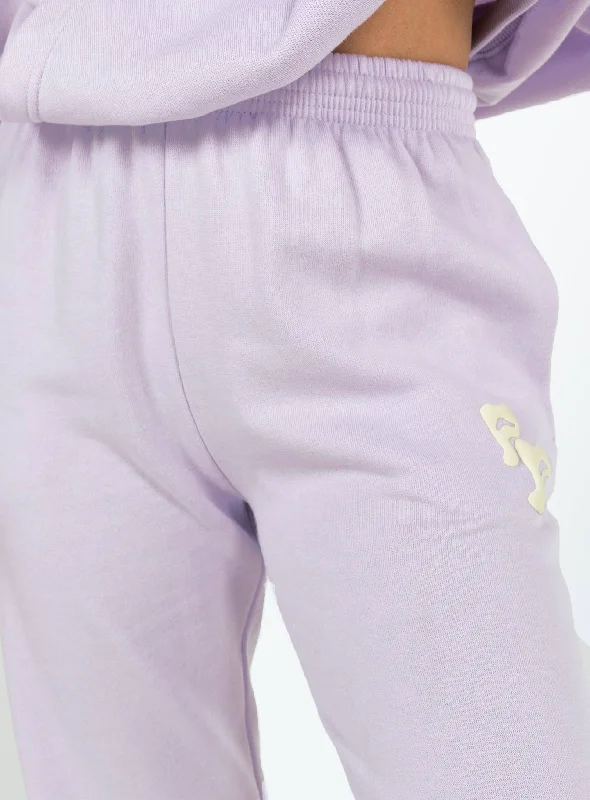 Princess Polly Track Pants Squiggle Text Dusty Mauve / Eggshell