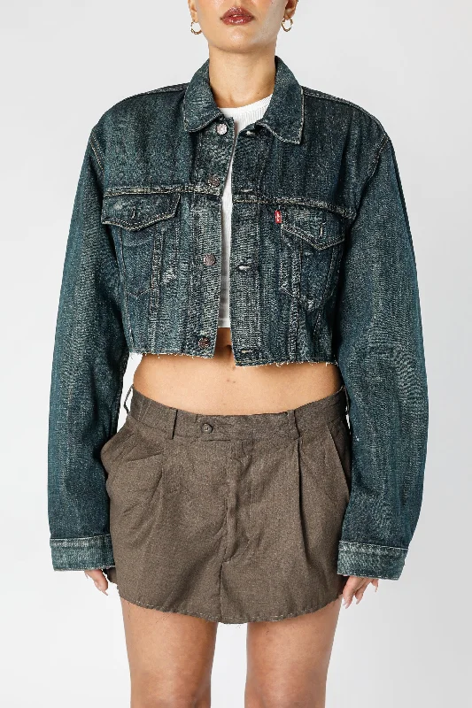 Rework Vintage Levi's Crop Denim Jacket - XL