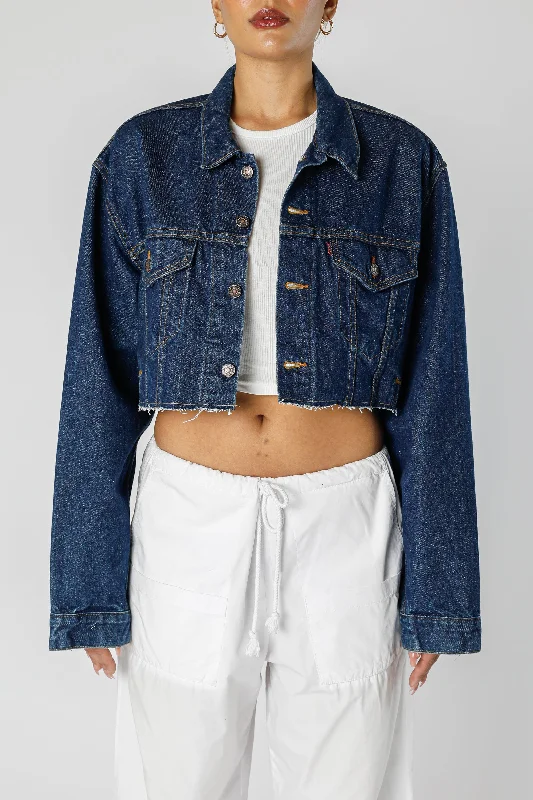 Rework Vintage Levi's USA Crop Denim Jacket - XL