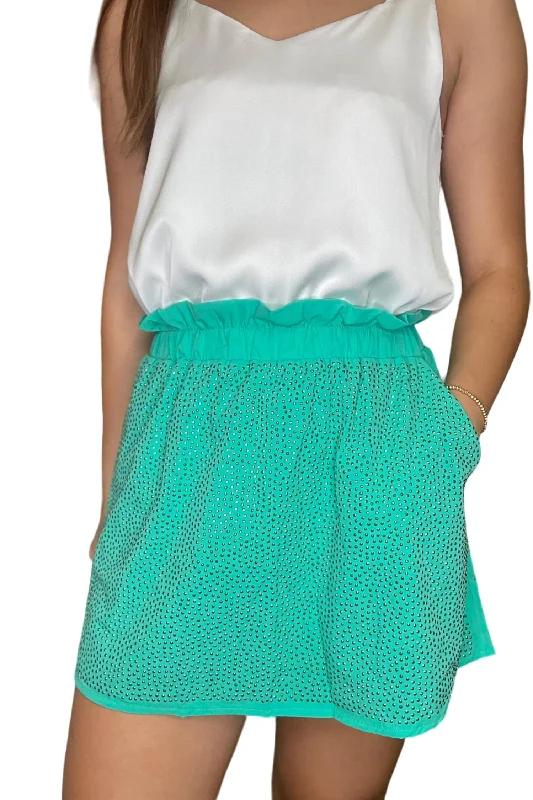 Rhinestone Skort In Seafoam