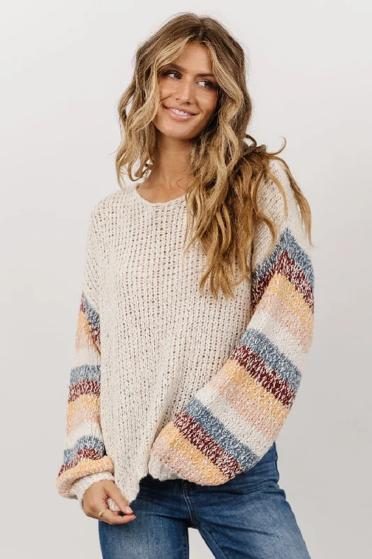 Robledo Chunky Knit Stripe Sweater | Oatmeal