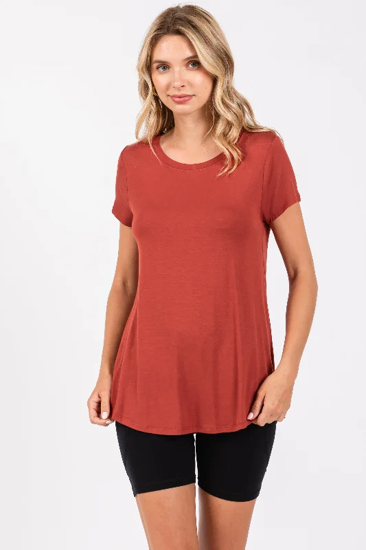 Rust Basic Short Sleeve Top