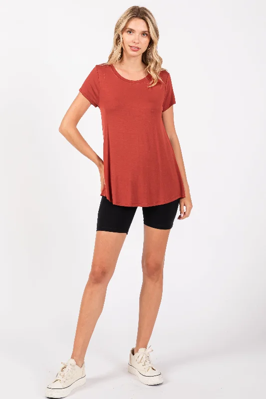 Rust Basic Short Sleeve Top