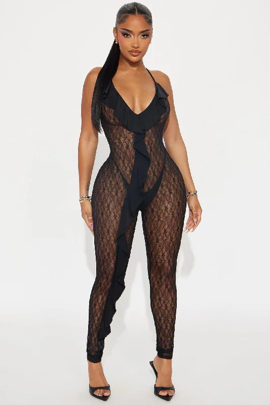 Say My Name Lace Jumpsuit - Black