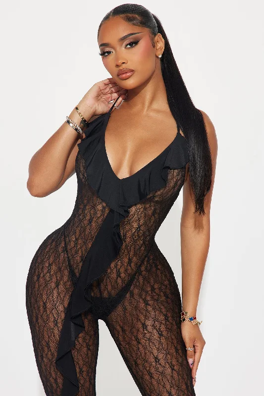 Say My Name Lace Jumpsuit - Black