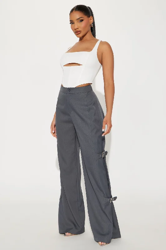 Say What Wide Leg Trouser - Charcoal