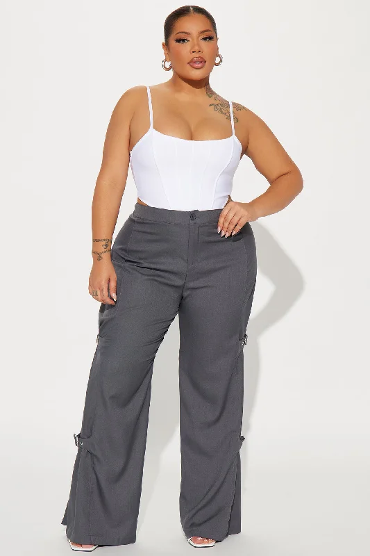 Say What Wide Leg Trouser - Charcoal