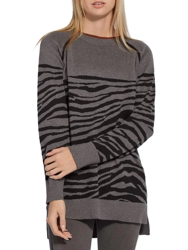 Serene Autumn Womens Knit Zebra Pullover Sweater