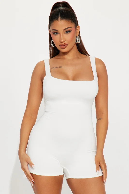 Shania Double Lined Romper - White