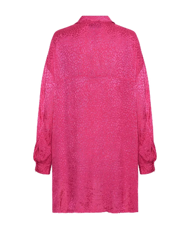 SHOCKING PINK JACQUARD LONGLINE SHIRT