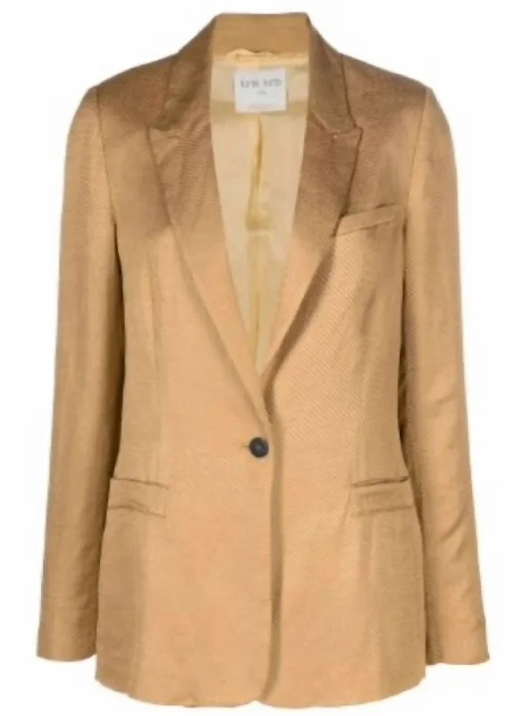 Single Breasted Linen Blend Blazer In Blond