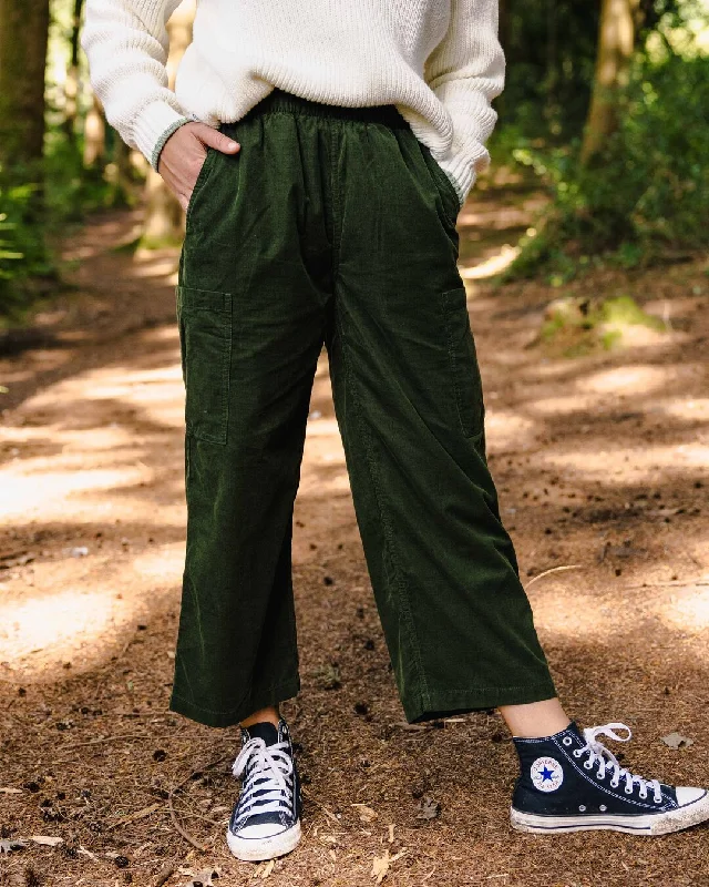 Someday 2.0 Organic Corduroy Crop Pants - Fir Tree