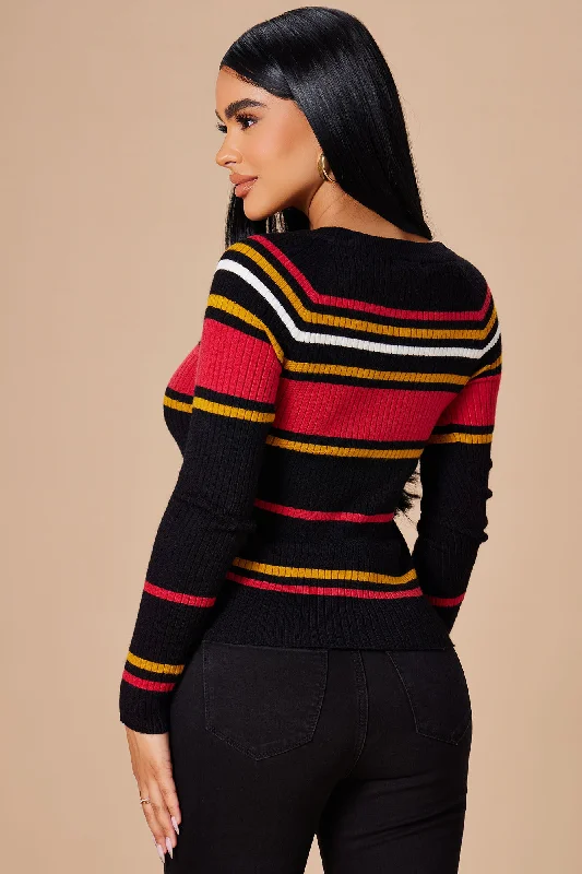 Stripes For Days Sweater - Black