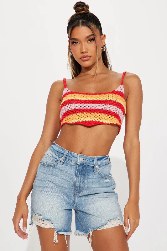 Summer Solstice Striped Crochet Top - Multi Color