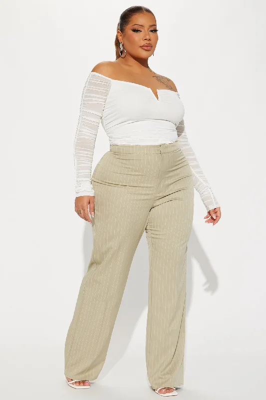 Sweet Salutations Pinstripe Trouser - Sage