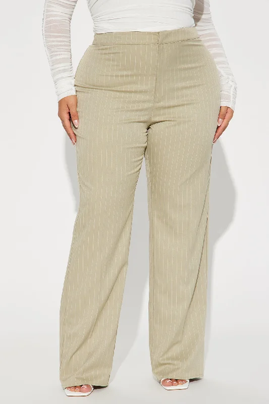 Sweet Salutations Pinstripe Trouser - Sage