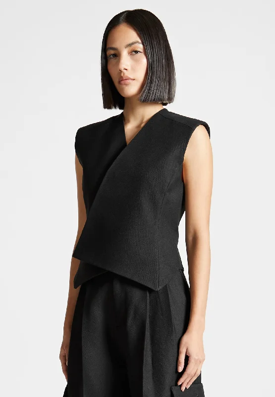 Tailored Wrap Waistcoat - Black