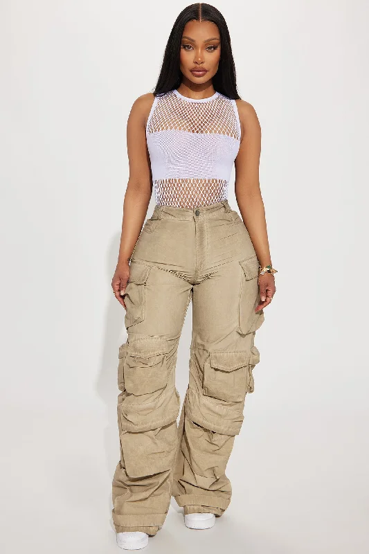 Talk It Up Oversized Cargo Pant - Khaki