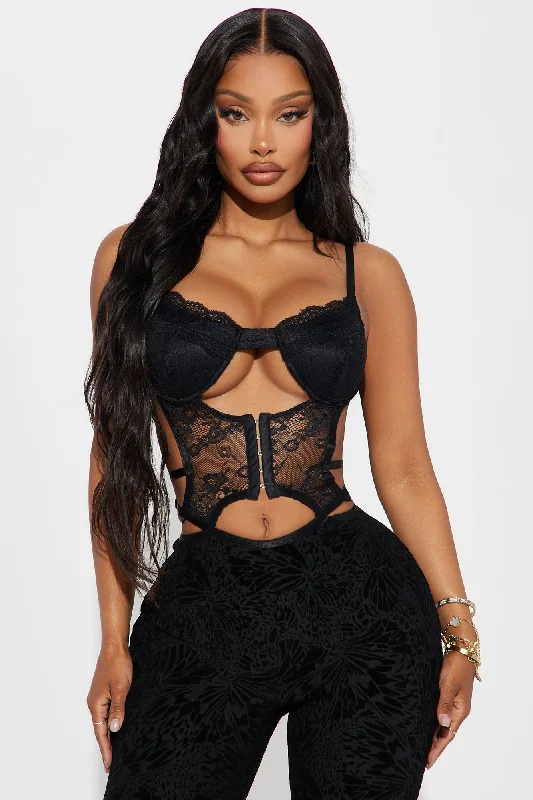 Talkin' Flirty Mesh Jumpsuit - Black