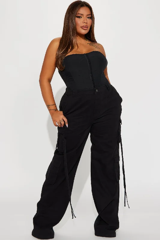 Tall Golden Hour Wide Leg Cargo Pant - Black