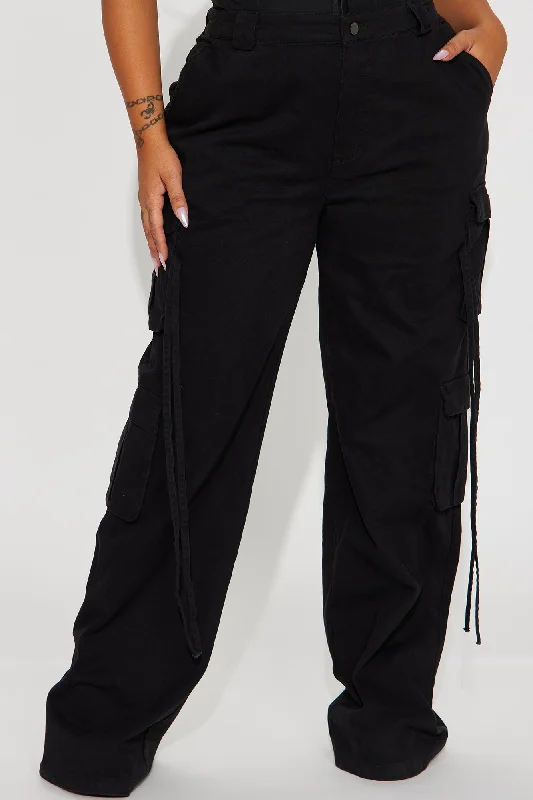 Tall Golden Hour Wide Leg Cargo Pant - Black