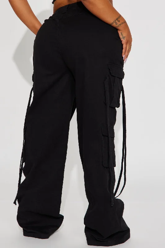 Tall Golden Hour Wide Leg Cargo Pant - Black