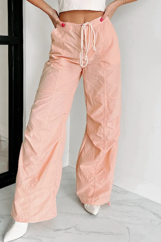 Teen Angst Wide Leg Drawstring Pants (Pale Pink)