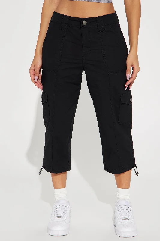 Trouble Free Cargo Capri - Black