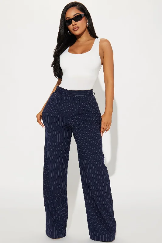 Turning Heads Pinstripe Trouser - Navy