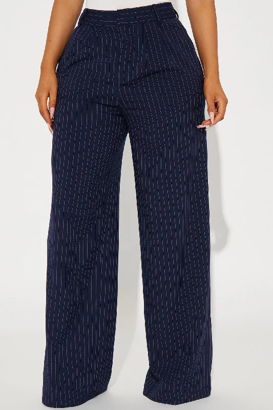 Turning Heads Pinstripe Trouser - Navy