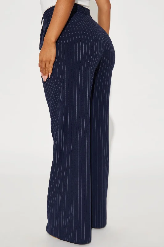 Turning Heads Pinstripe Trouser - Navy