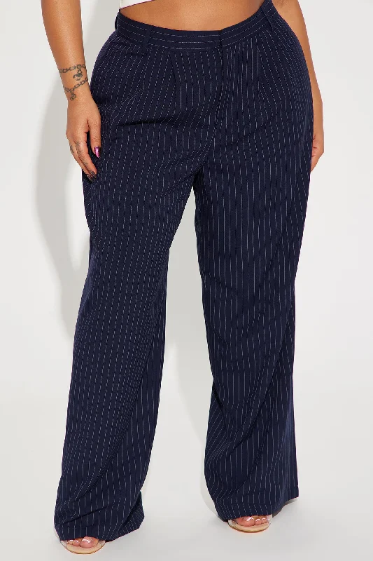 Turning Heads Pinstripe Trouser - Navy