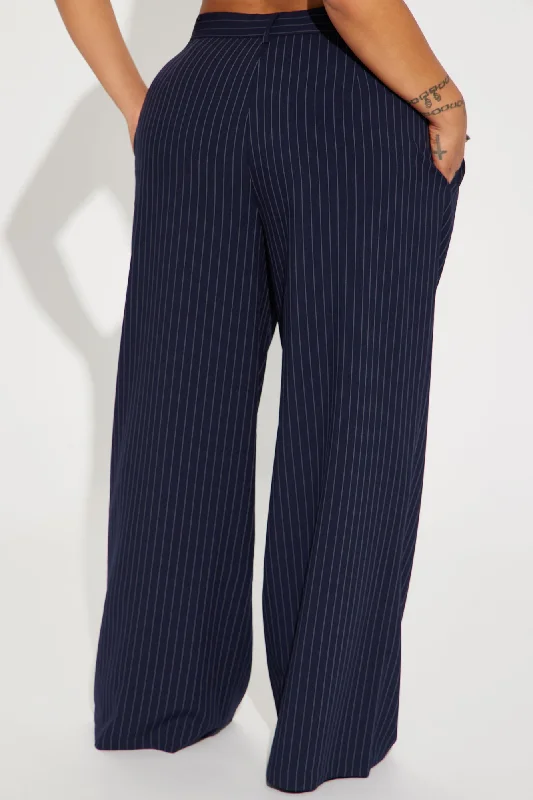 Turning Heads Pinstripe Trouser - Navy