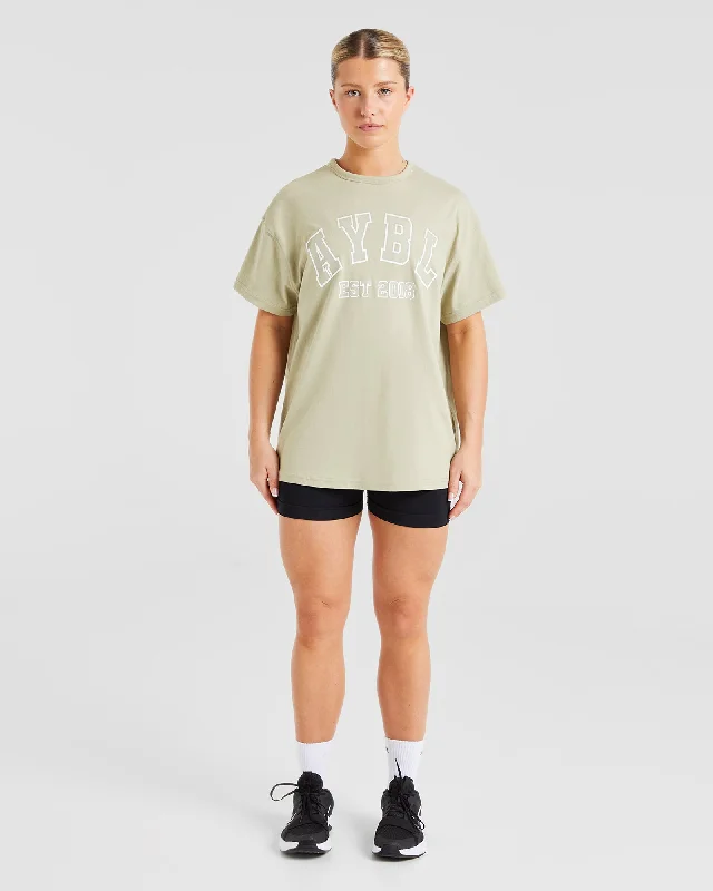 Varsity Oversized T Shirt - Olive Green