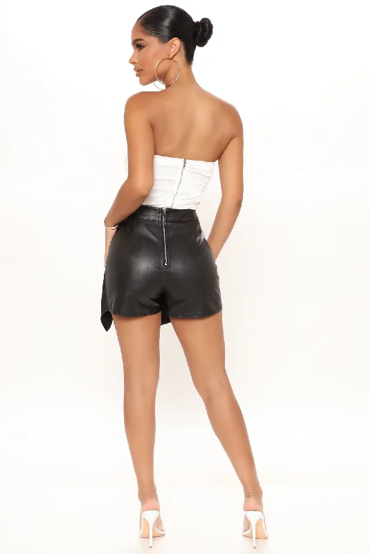 Want You Around Faux Leather Skort - Black