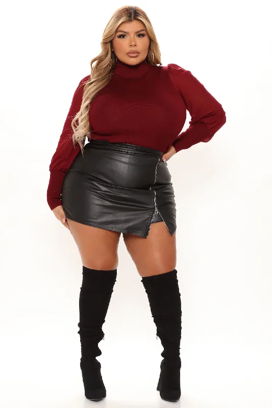 Want You Around Faux Leather Skort - Black