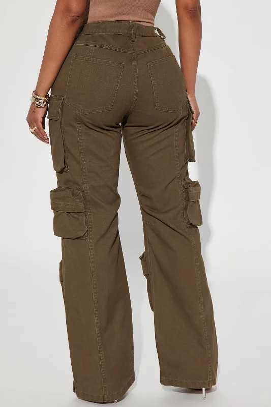 Weekender Wide Leg Cargo Pant - Olive