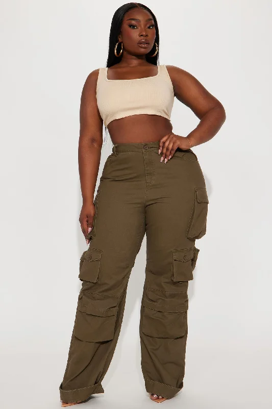 Weekender Wide Leg Cargo Pant - Olive