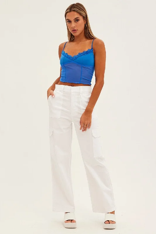 White Cargo Pants Mid Rise Carpenter