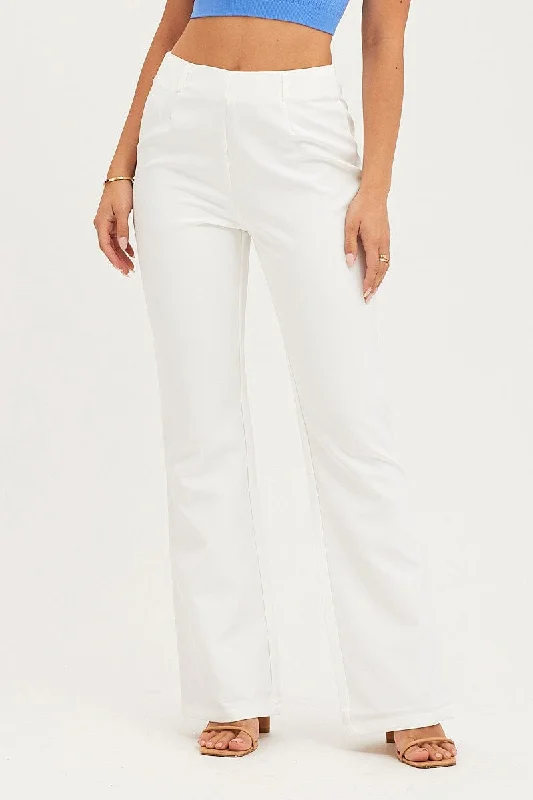 White Flare Pants Mid Rise