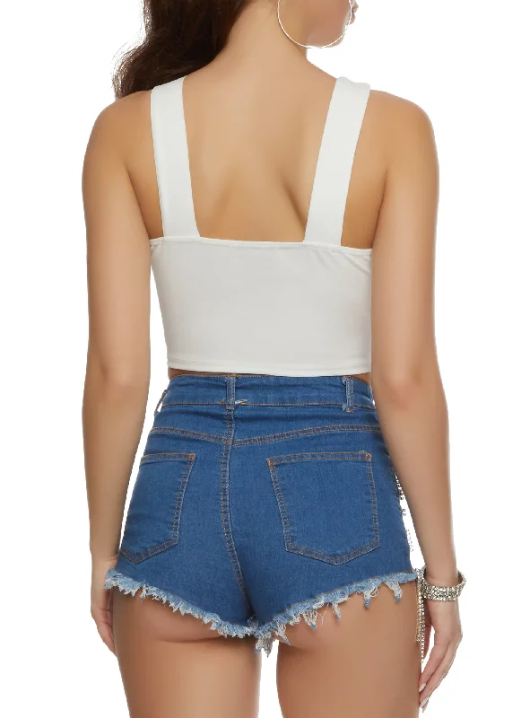 Grommet Trim Crop Top