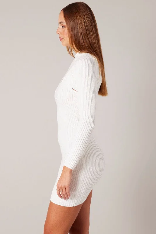 White Knit Dress and Shrug Set Mini