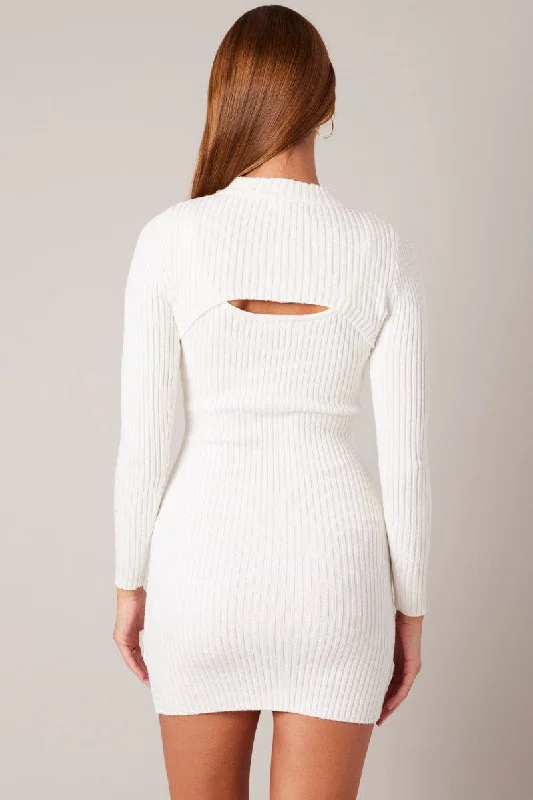 White Knit Dress and Shrug Set Mini