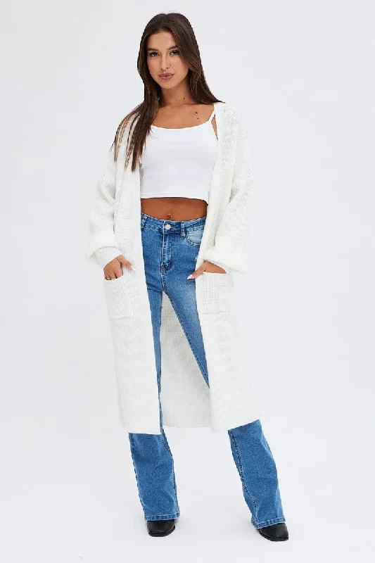 White Longline Cardigan