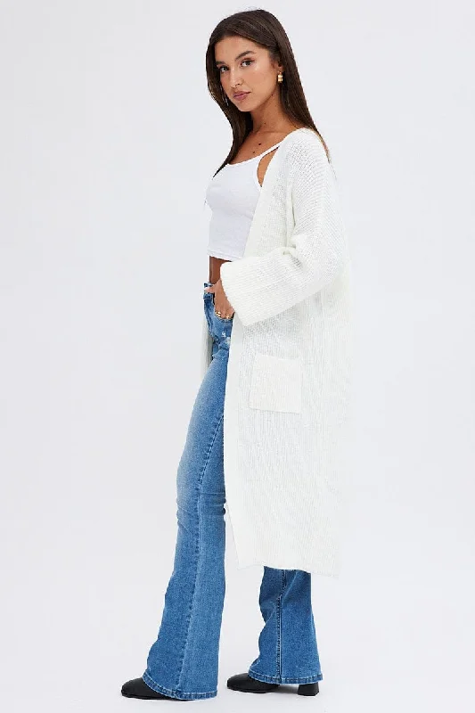 White Longline Cardigan