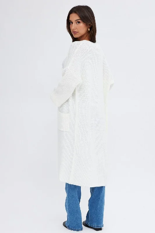 White Longline Cardigan