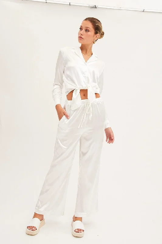 White Wide Leg Pants