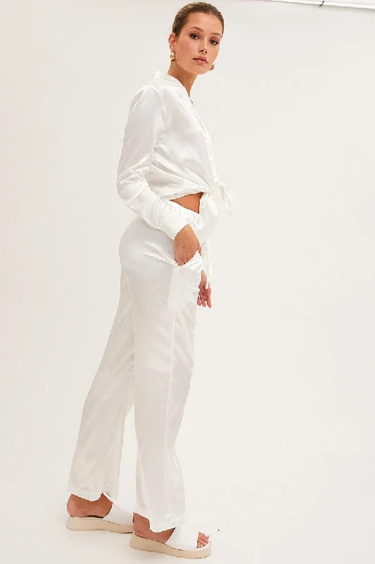 White Wide Leg Pants